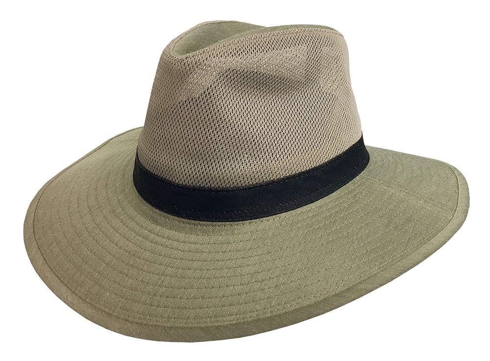 Sleeping Bear Sage Big Brim Mesh Crown Safari Hat - Explore Summer Clearance